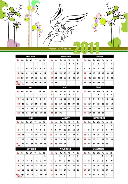 Kalendář 2011 s americkou svátky — Stockový vektor