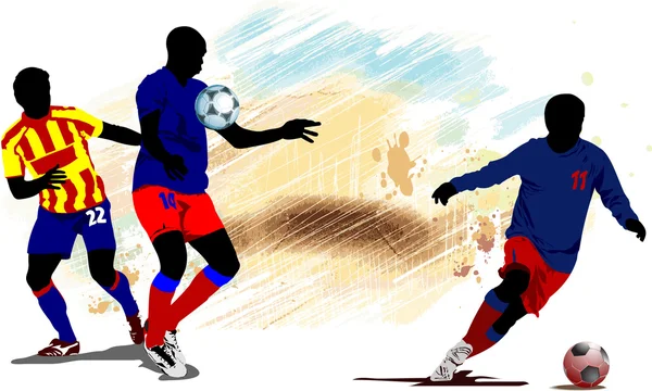 Futbolcular. Tasarımcılar için Renkli Vektör illüstrasyonu — Stok Vektör