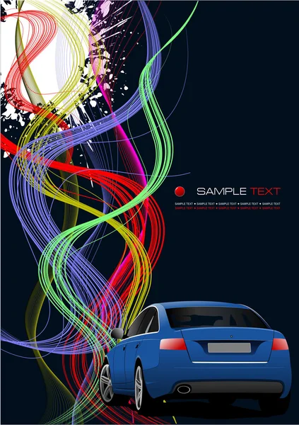 Grunge astratto sfondo onda con sfondo blu auto. vettore — Vettoriale Stock