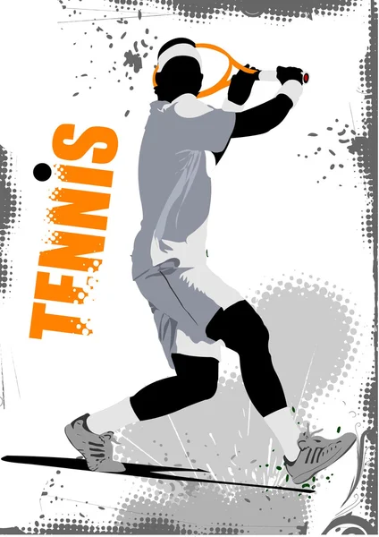 Cartel del jugador de tenis. Ilustración vectorial coloreada para diseñadores — Archivo Imágenes Vectoriales