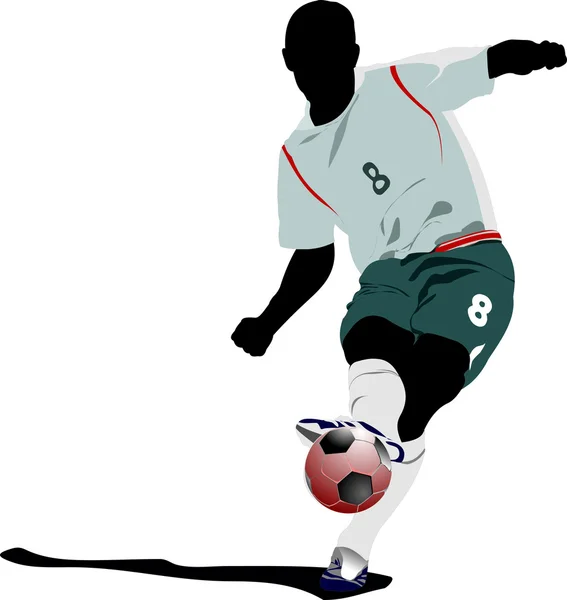 Jugador de fútbol. Ilustración vectorial coloreada para diseñadores — Archivo Imágenes Vectoriales