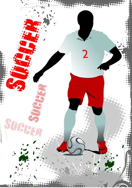 Affiche van het voetbal. gekleurde vectorillustratie voor ontwerpers — Stockvector
