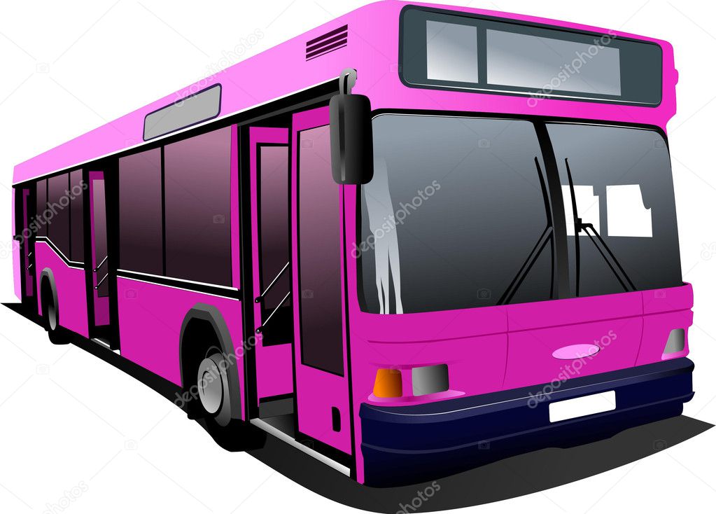 Pink city bus. Coach. Vector illustration