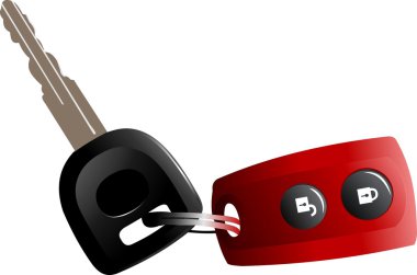 Car keys with remote control isolated over white background clipart