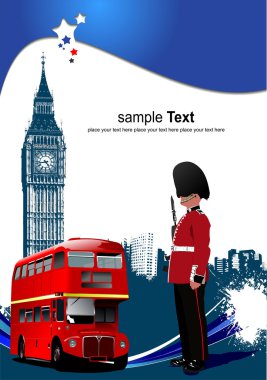 Cover for brochure with London images. Vector illustration clipart