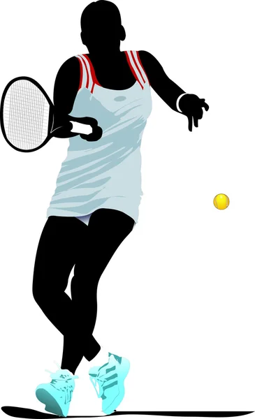 Jugador Tenis Ilustración Vectorial Coloreada Para Diseñadores — Archivo Imágenes Vectoriales