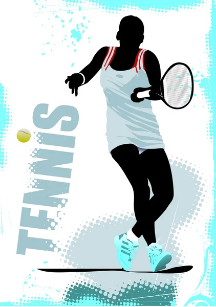 Manifesto del tennista. Illustrazione vettoriale colorata per designer — Vettoriale Stock
