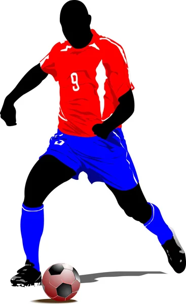 Jugador Fútbol Ilustración Vectorial Coloreada Para Diseñadores — Archivo Imágenes Vectoriales