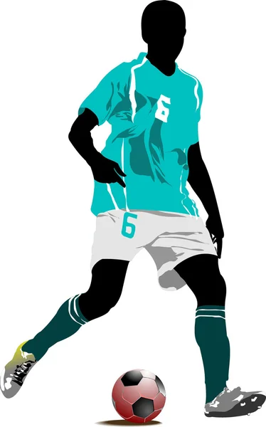 Jogador Futebol Ilustração Vetorial Colorida Para Designers — Vetor de Stock