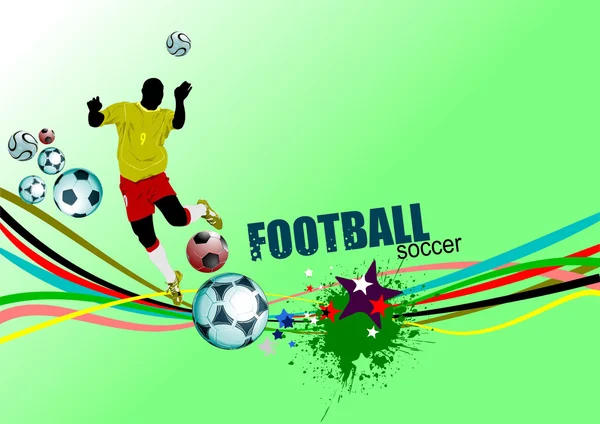 Poster Jugador Fútbol Ilustración Vectorial Coloreada Para Diseñadores — Archivo Imágenes Vectoriales