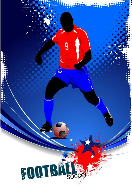 Poster Voetbalspeler Gekleurde Vectorillustratie Voor Ontwerpers — Stockvector