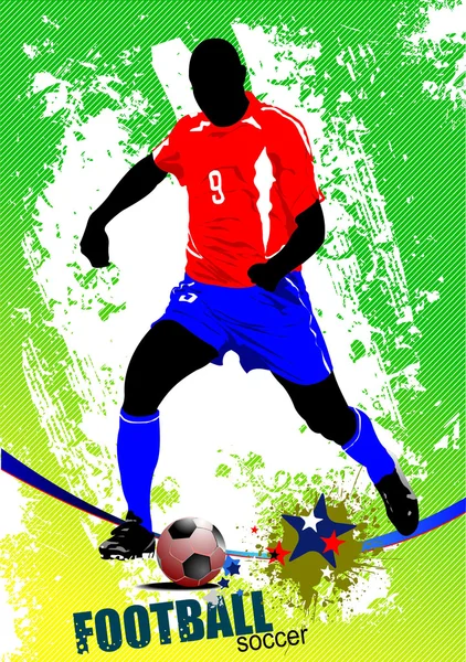 Cartaz Futebol jogador de futebol. Ilustração vetorial colorida para d —  Vetores de Stock