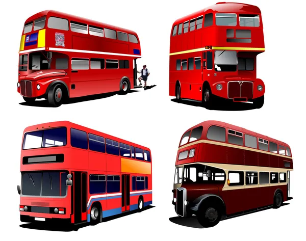Autobús rojo de dos pisos de Londres. Ilustración vectorial — Archivo Imágenes Vectoriales