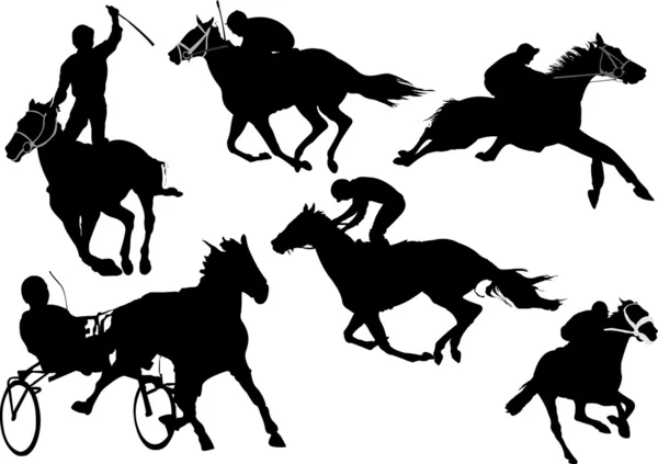 Horse Racing Silhouettes Colored Vector Illustration Designers — Stock Vector