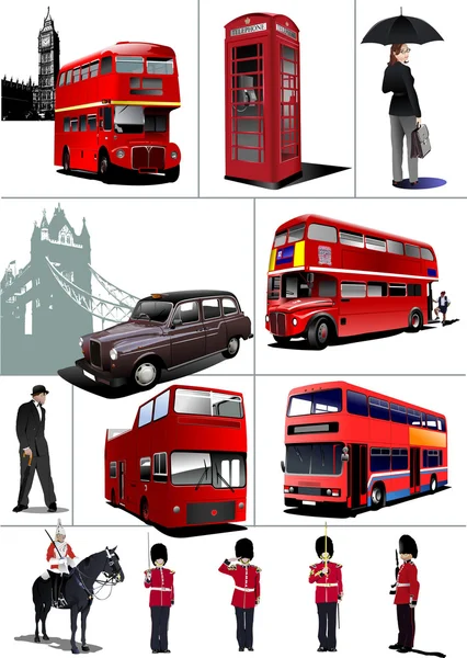 Algunas imágenes de Londres. Ilustración vectorial — Archivo Imágenes Vectoriales