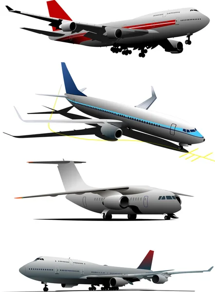 Cuatro Aviones Ilustración Vectorial — Archivo Imágenes Vectoriales