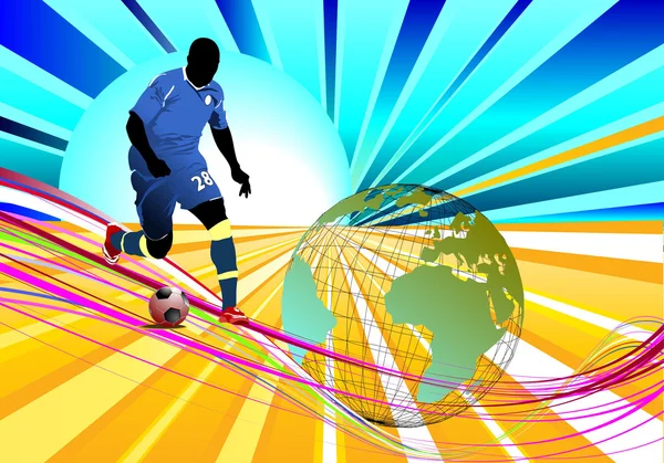 ポスター サッカー フットボール選手。d のための色のベクトル図 — ストックベクタ