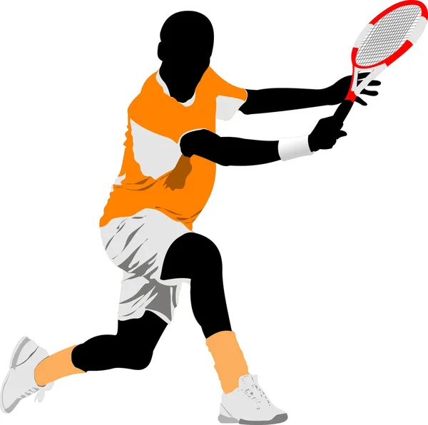 Tennisspieler Farbige Vektor Illustration Für Designer — Stockvektor