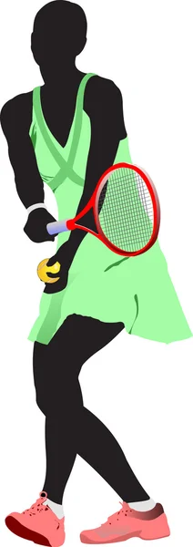 Jugador Tenis Ilustración Vectorial Coloreada Para Diseñadores — Vector de stock