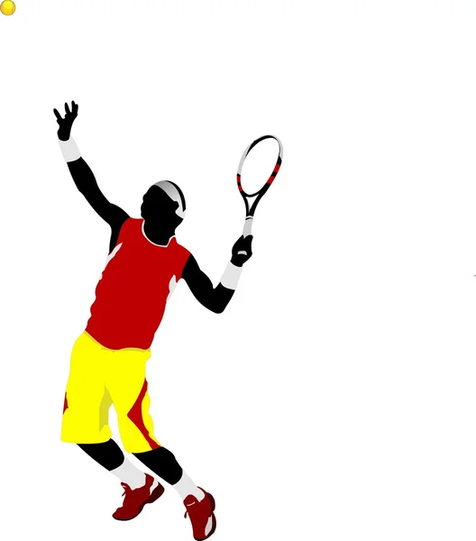 Joueur Tennis Illustration Vectorielle Colorée Pour Designers — Image vectorielle