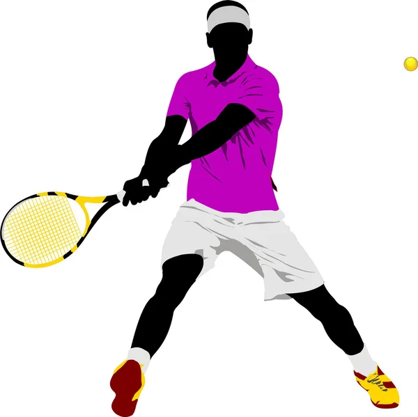 Jugador Tenis Ilustración Vectorial Coloreada Para Diseñadores — Archivo Imágenes Vectoriales