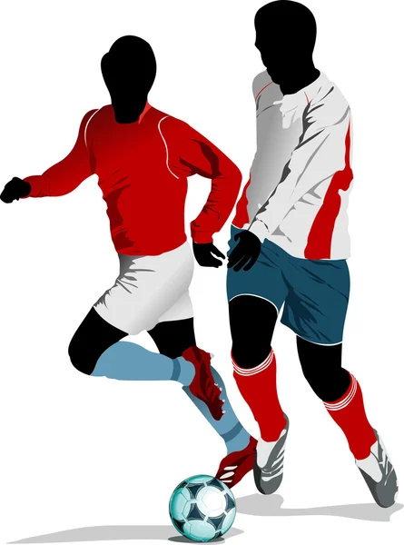 Fußballer Farbige Vektor Illustration Für Designer — Stockvektor