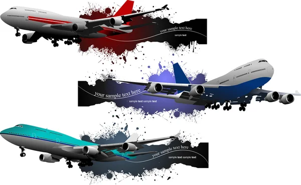 Três bandeiras de avião. Ilustração vetorial —  Vetores de Stock