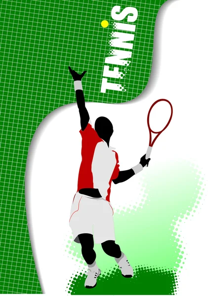 ポスター テニス プレーヤー デザイナーのための色のベクトル図 — ストックベクタ