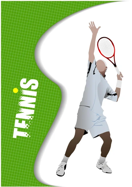Póster Jugador Tenis Ilustración Vectorial Coloreada Para Diseñadores — Vector de stock