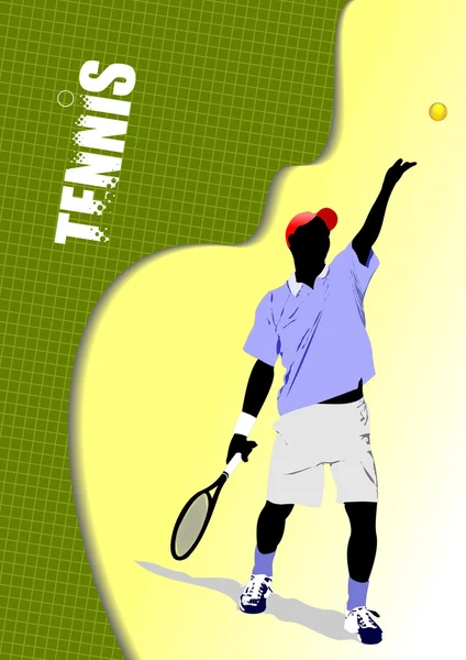 ポスター テニス プレーヤー。デザイナーのための色のベクトル図 — ストックベクタ