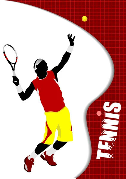 Tennisspieler Farbige Vektor Illustration Für Designer — Stockvektor