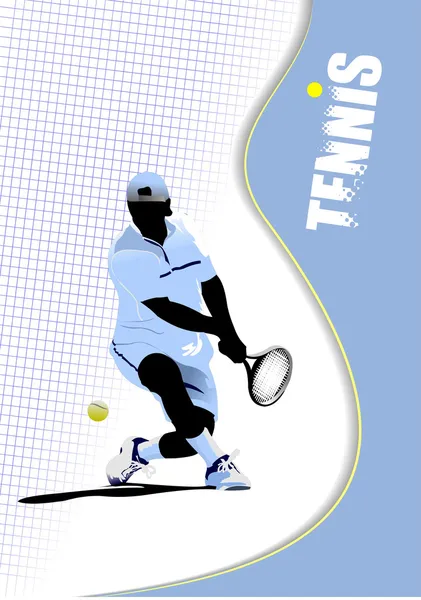 Póster Jugador Tenis Ilustración Vectorial Coloreada Para Diseñadores — Archivo Imágenes Vectoriales