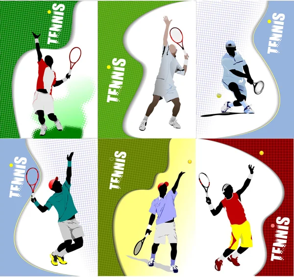 海报网球运动员。彩色的矢量插画设计师 — 图库矢量图片