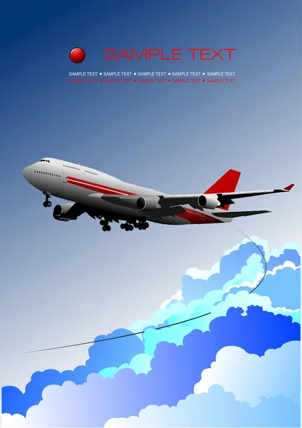 Manifesto aereo con immagine dell'aereo passeggeri. Illustri vettoriali — Vettoriale Stock