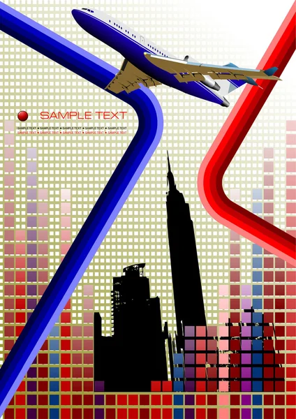 Авіаційний Плакат Зображенням Пасажирського Літака Векторні Ілюстрації — стоковий вектор