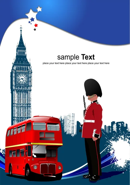 Copertina per brochure con immagini di Londra. Illustrazione vettoriale — Vettoriale Stock