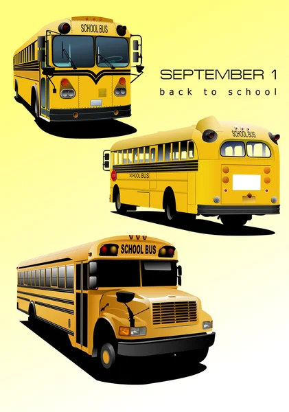 Κίτρινο σχολικό λεωφορείο. Εικονογράφηση διανύσματος — Διανυσματικό Αρχείο