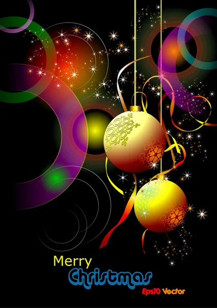 Vánoce - Nový rok lesklá karta se zlatými kuličkami Eps10 vektor — Stockový vektor