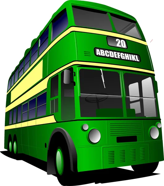 Eps Vintage Green Bus Illustration Isolated White Vector — Stock Vector