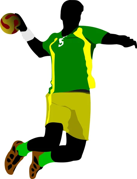 Handballer-Silhouette. Vektor farbige Abbildung — Stockvektor