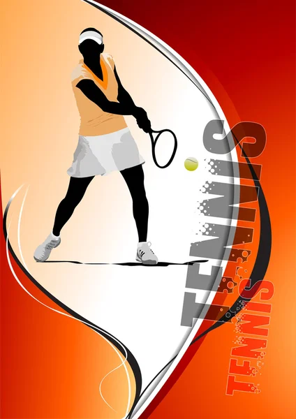 Eps10 Cartaz de jogador de ténis. Vetor colorido eps 10 ilustração f — Vetor de Stock