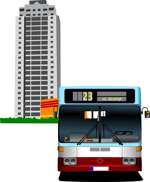Dormitório e autocarro. Ilustração vetorial — Vetor de Stock