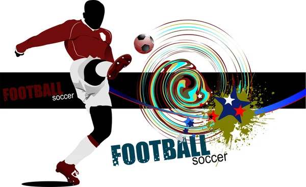 Affiche Football Footballeur Illustration Vectorielle Colorée Pour Designers — Image vectorielle
