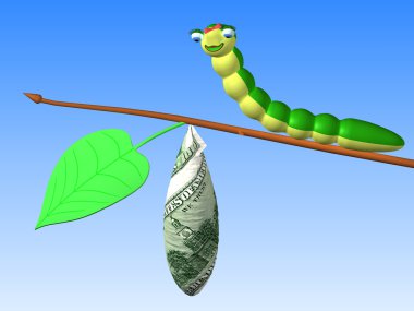 Caterpillar on twig clipart