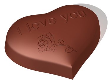 çikolatalı tatlı kalp ile bir yazıt ve görüntü olarak üç boyutlu görüntü