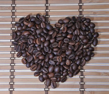 Grains of coffee as a heart