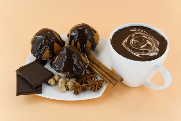 Koláčky s čokoládou — Stock fotografie