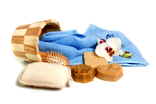 Soap and bath accessories — Stock Photo, Image