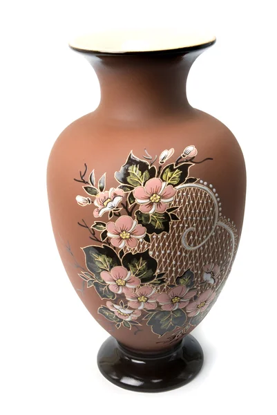 白い背景の上の陶製の花瓶 — ストック写真