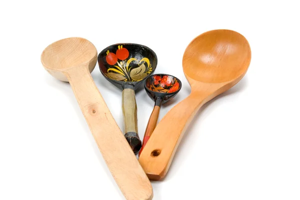 Russian Wooden Spoons White Background — Stock Photo, Image